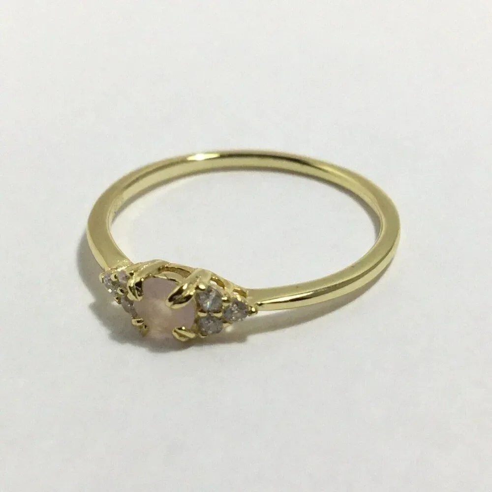 Sterling Silver Ring Size 7 Yellow Gold Plated Pink Lab Created Cubic Zirconia